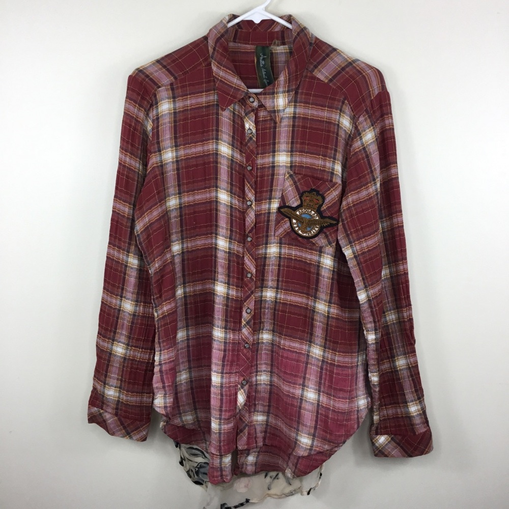 Aratta Silent Journey Plaid Floral Top Long Sleeve